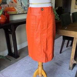 Anthropologie Maeve The Colette Dark Orange Faux Leather Skirt - Never worn